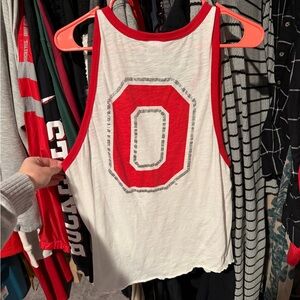 PINK Victoria's Secret White and Red Graphic Tank Top